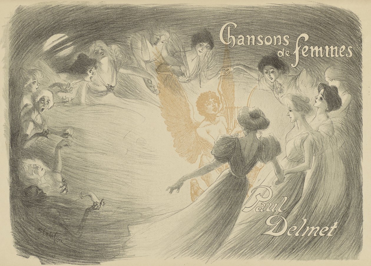 Obálka z knihy Chansons de femmes, 1897 (přenosová litografie na tkaném papíře) od Théophile Alexandre Steinlen