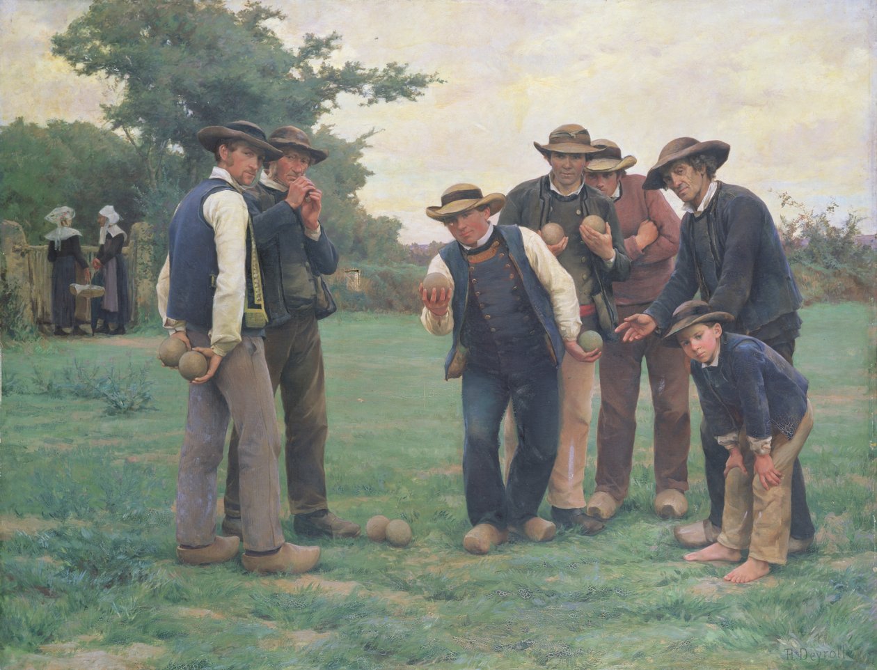 Hraní Boules na předměstí Concarneau od Theophile Louis Deyrolle