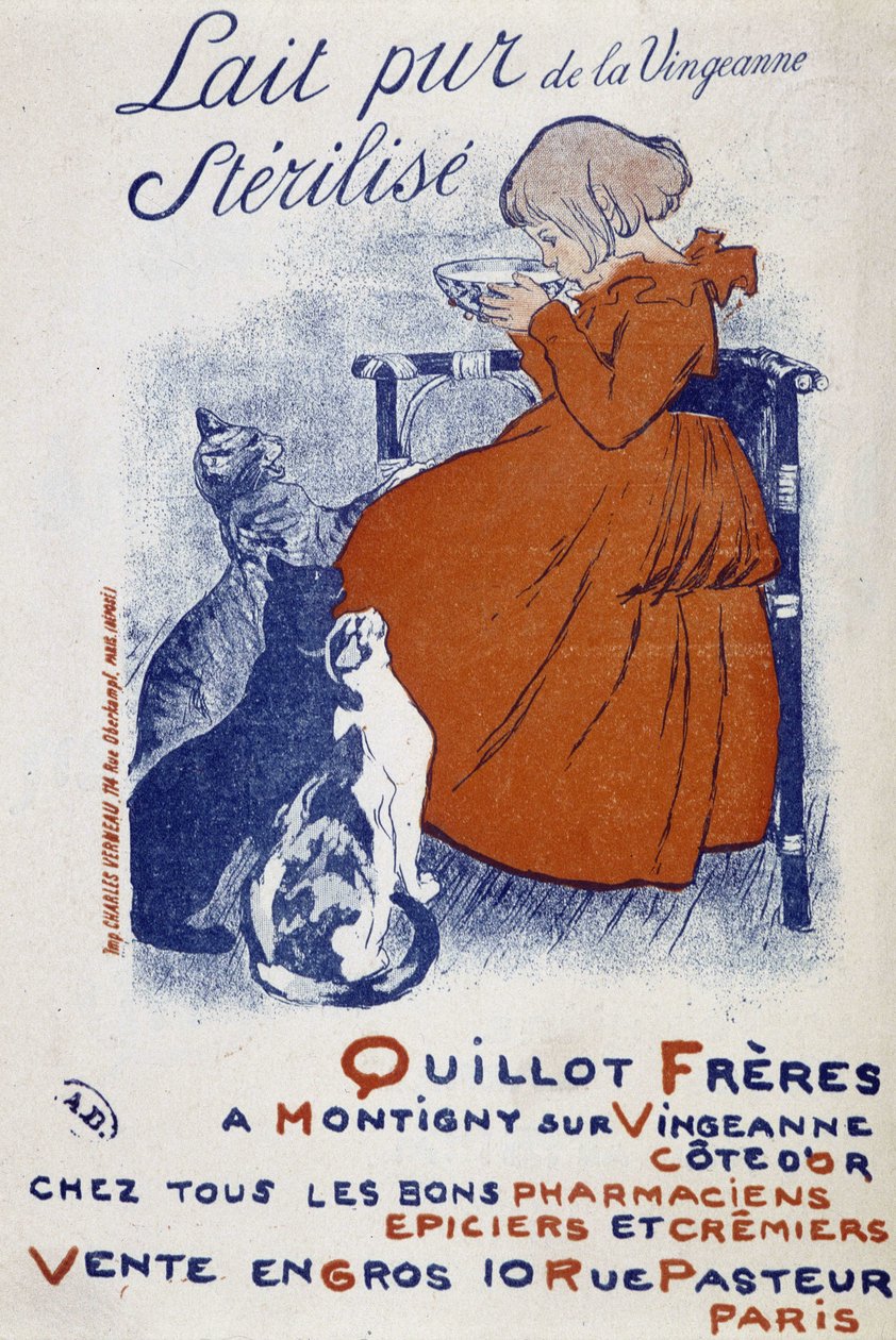 Reklamní plakát na čisté mléko z Vingeonne - od Steinlena od Théophile Alexandre Steinlen