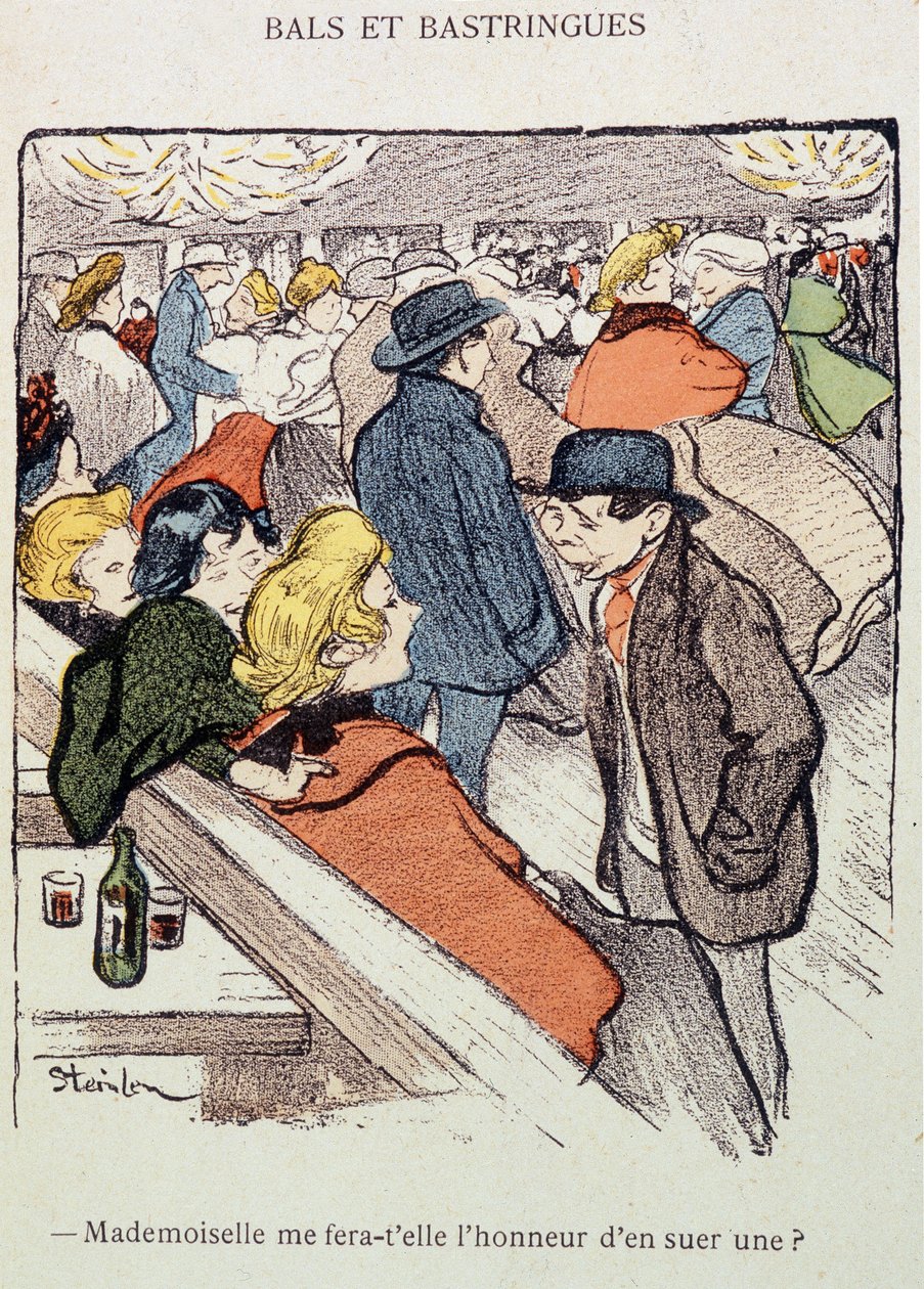 Bals and Basstringues: Udělá mi slečna tu čest, že se jednou zapotím? V "" V životě "", od Steinlen od Théophile Alexandre Steinlen