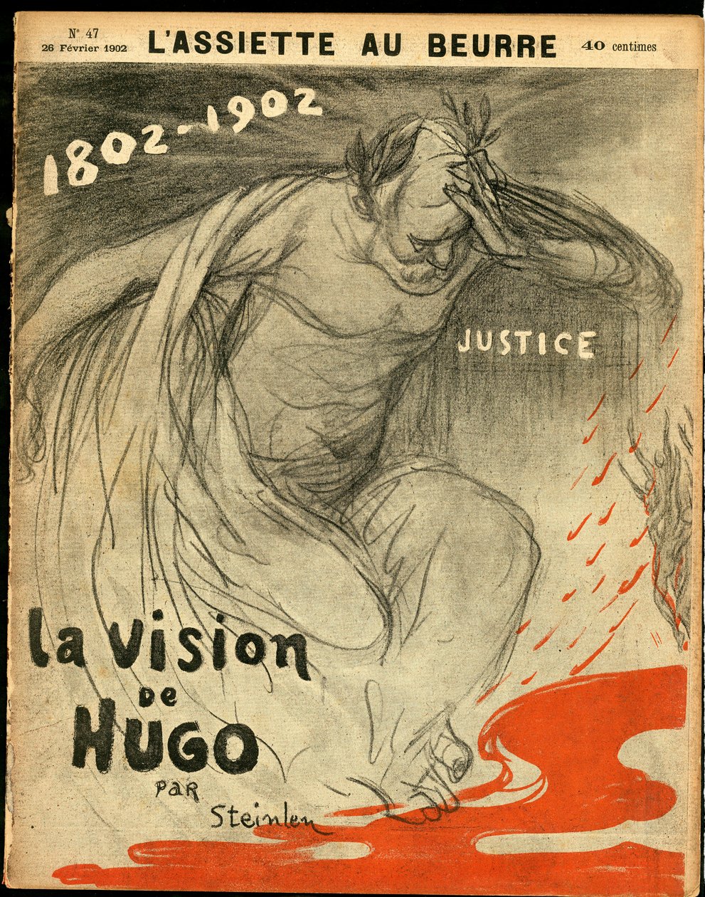 Obálka “” L’Plate au beurre””, číslo 47, satirická barva od Théophile Alexandre Steinlen