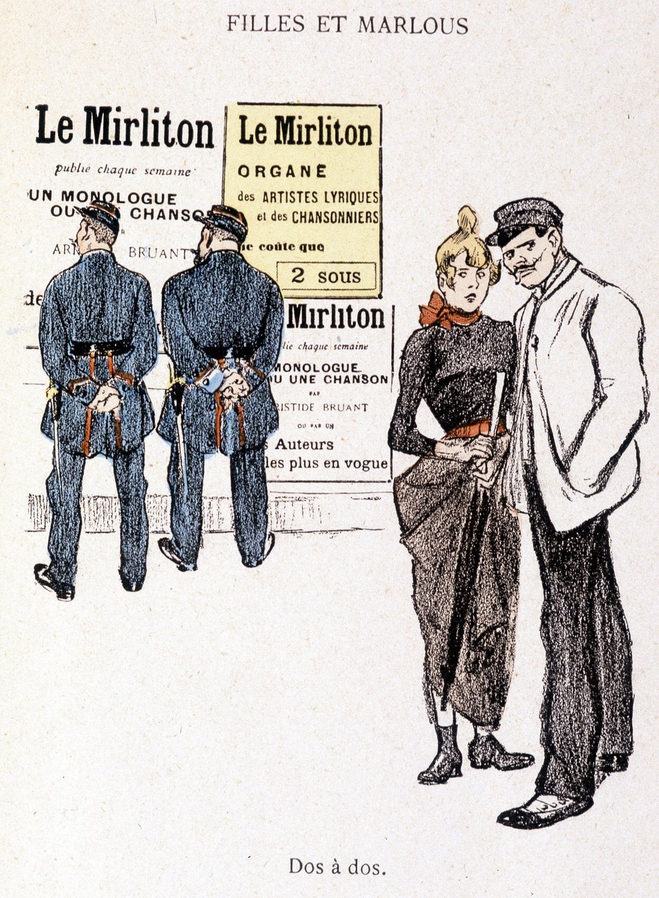 Dívka a Marlou: pasák a prostitutka za dvěma policisty. V „V životě“ od Steinlena od Théophile Alexandre Steinlen