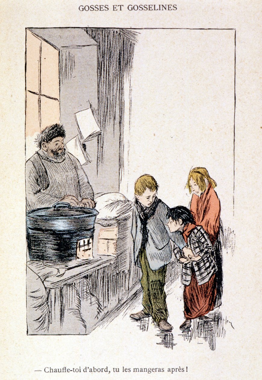 Děti a Gosselines: Nejprve se zahřejte, pak je sníte! v "" V životě "", od Steinlen 1901 od Théophile Alexandre Steinlen
