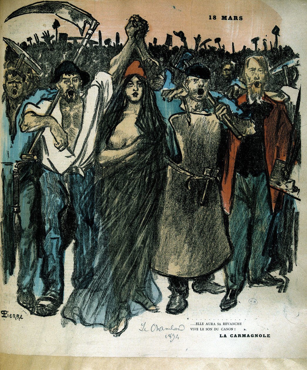 La Carmagnole - v „Le Chambard“ (alegorie republiky) od Théophile Alexandre Steinlen