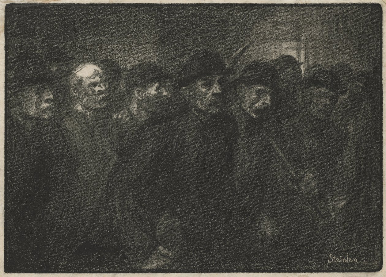 Dělníci opouštějící továrnu od Théophile Alexandre Steinlen