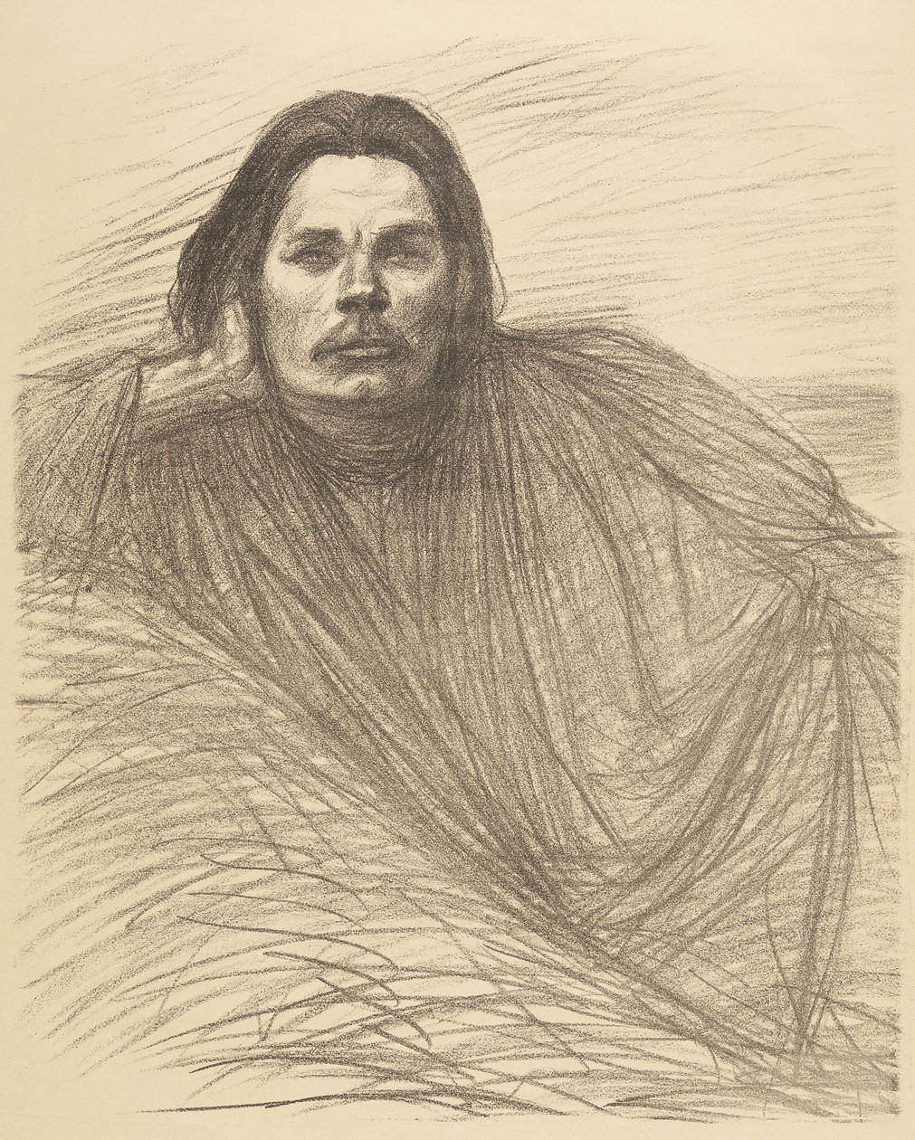 Portrét ležícího Maxima Gorkého od Théophile Alexandre Steinlen
