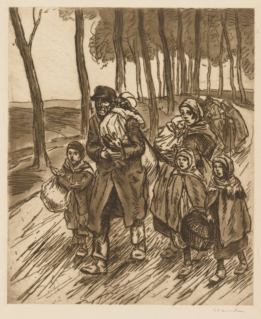 Rodina uprchlíků od Théophile Alexandre Steinlen