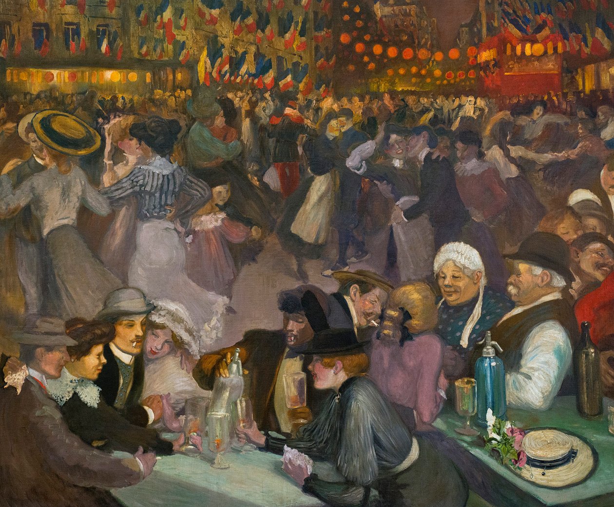 Tanec Den dobytí Bastily (14. července) - Alexandre Theophile Steinlen (1859-1923) - detail „“ Bal du 14 juillet“ od Théophile Alexandre Steinlen