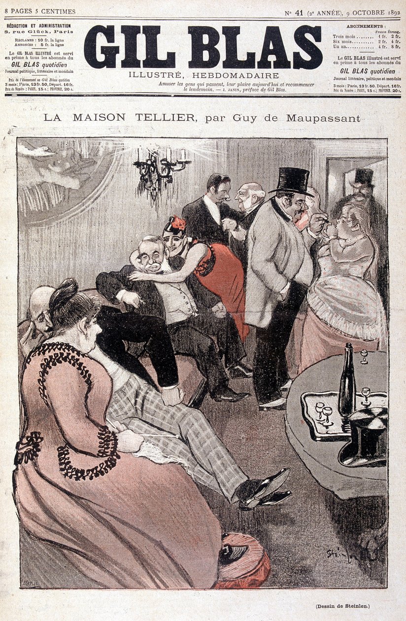 The Tellier House od Guye de Maupassanta – od Steinlena, v „“Gil Blas““ z 9.10.1892 (stejná kresba jako č. 15587) od Théophile Alexandre Steinlen