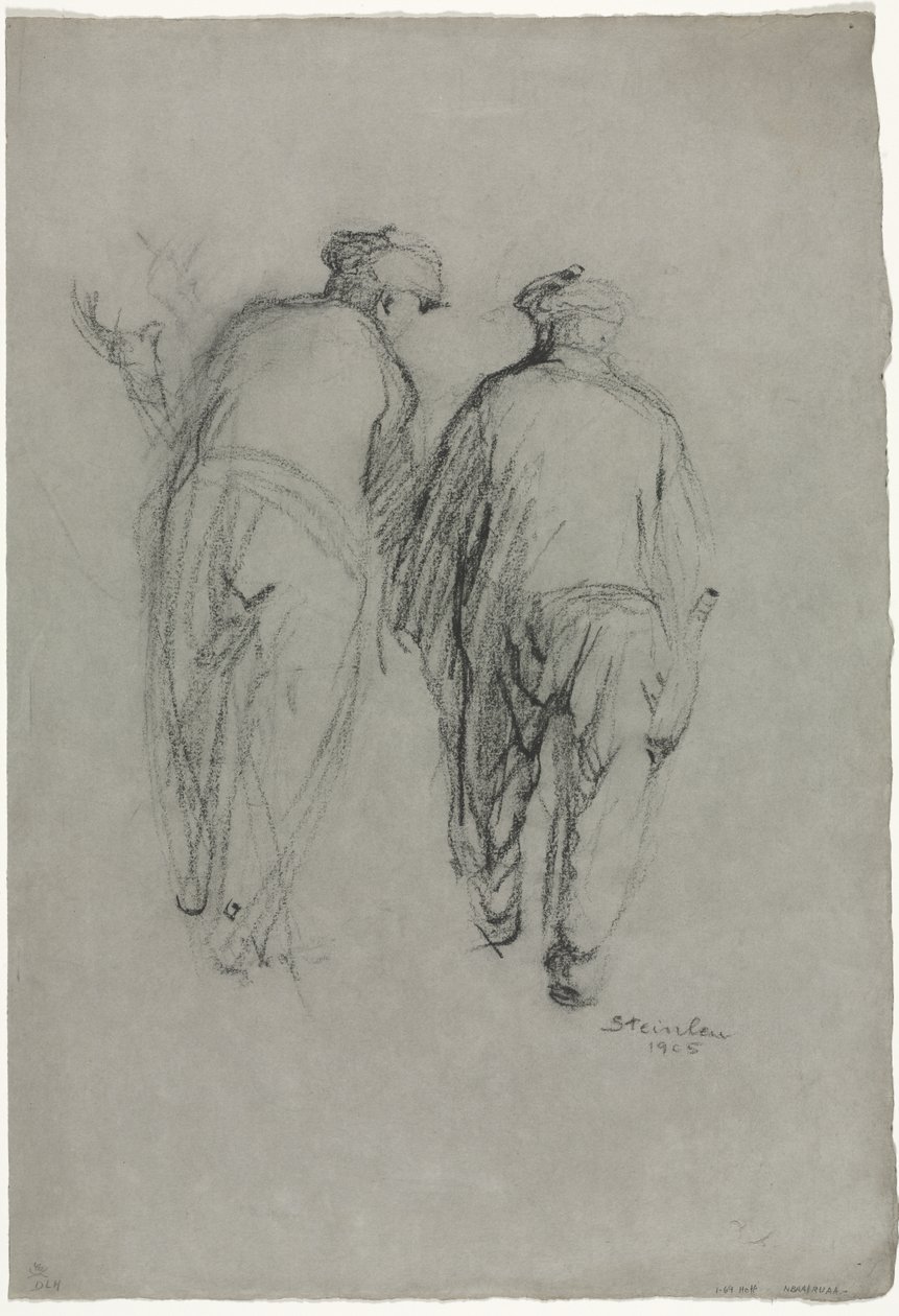 Dva pracující muži, pohled zezadu od Théophile Alexandre Steinlen