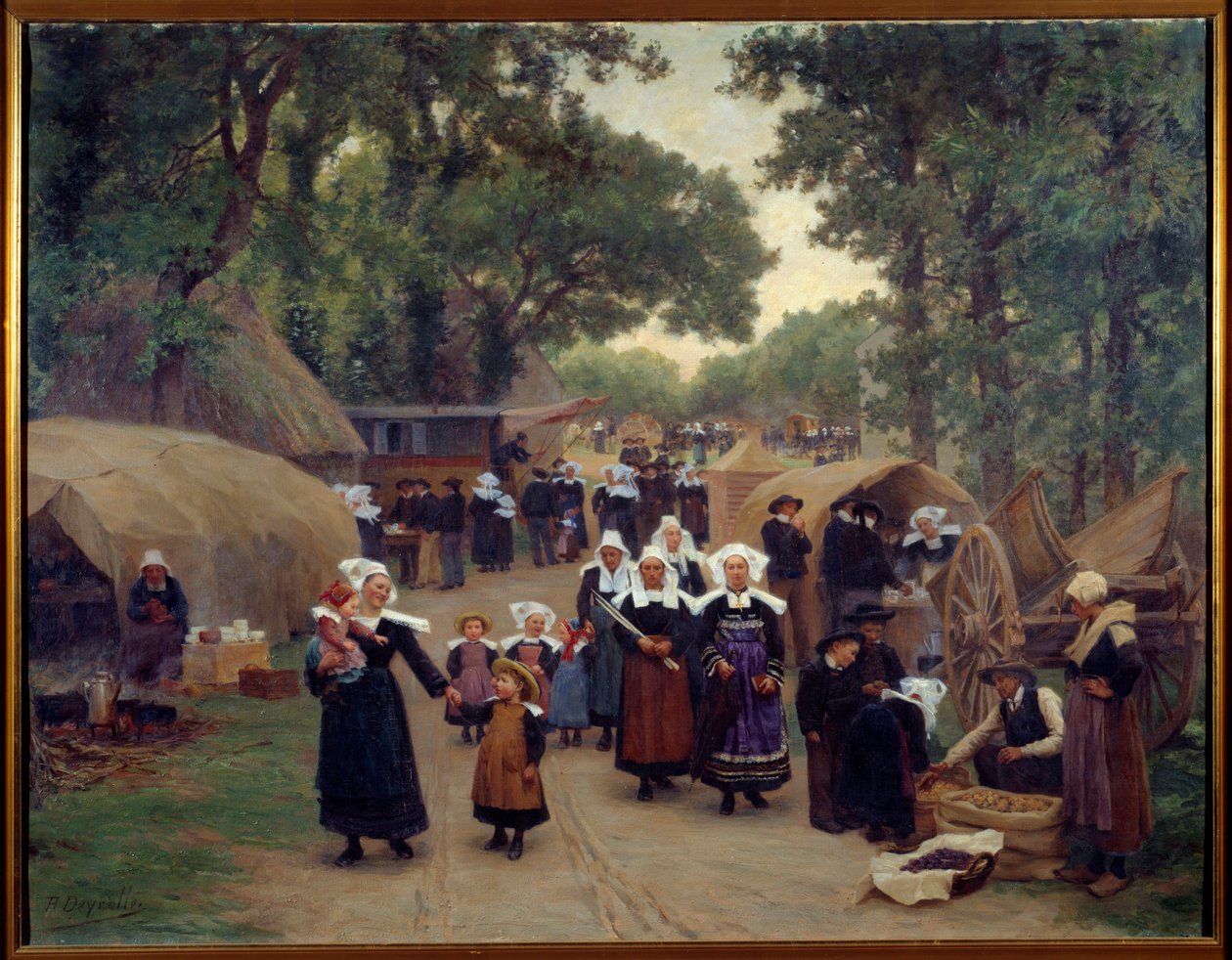 Příjezd do Pardon de Fouesnant Breton Families v tradičních krojích. Obraz Theophile Deyrolle (1844-1923) 1892 Brest, Museum of Fine Arts od Theophile Louis Deyrolle