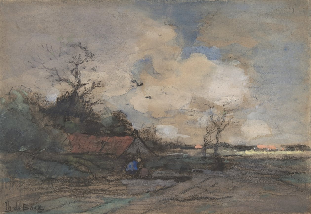 Krajina s chalupou, n. d. od Theophile de Bock