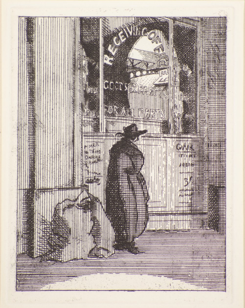 Balíkový úřad, 20. století (lept) od Therese Lessore