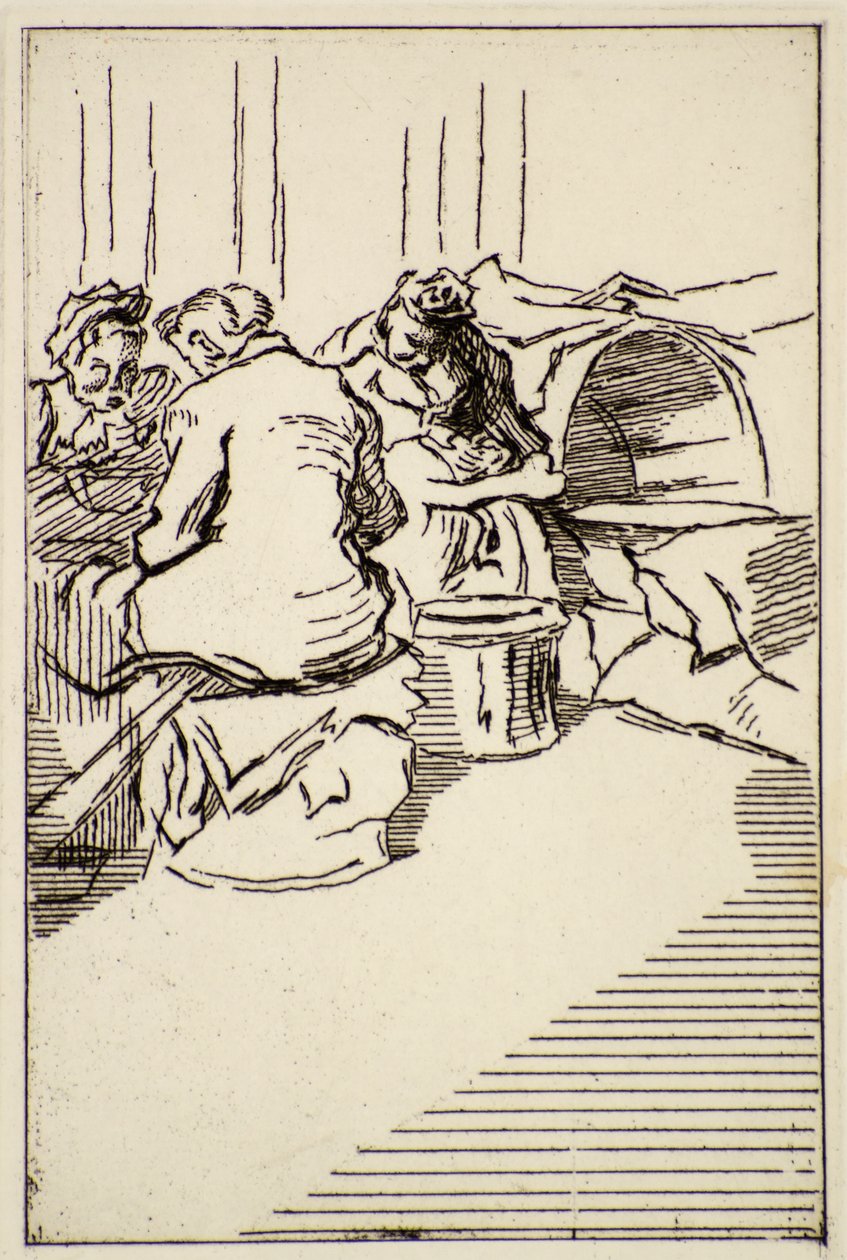 Tři sedící ženy, 20. století (lept) od Therese Lessore