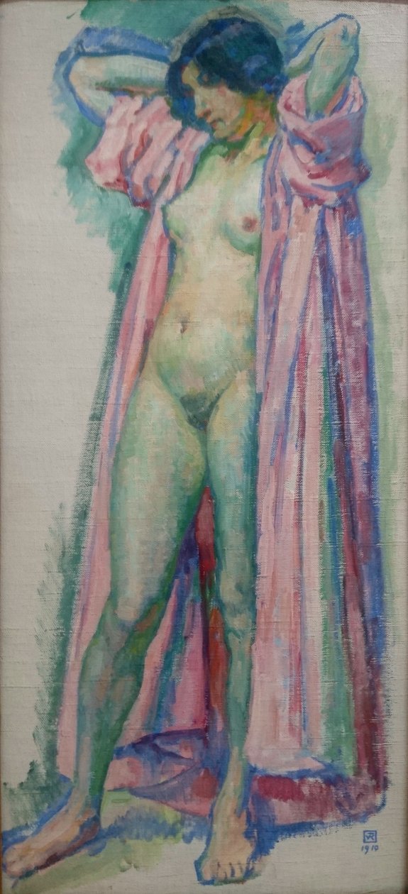 Žena s růžovým županem od Théo van Rysselberghe