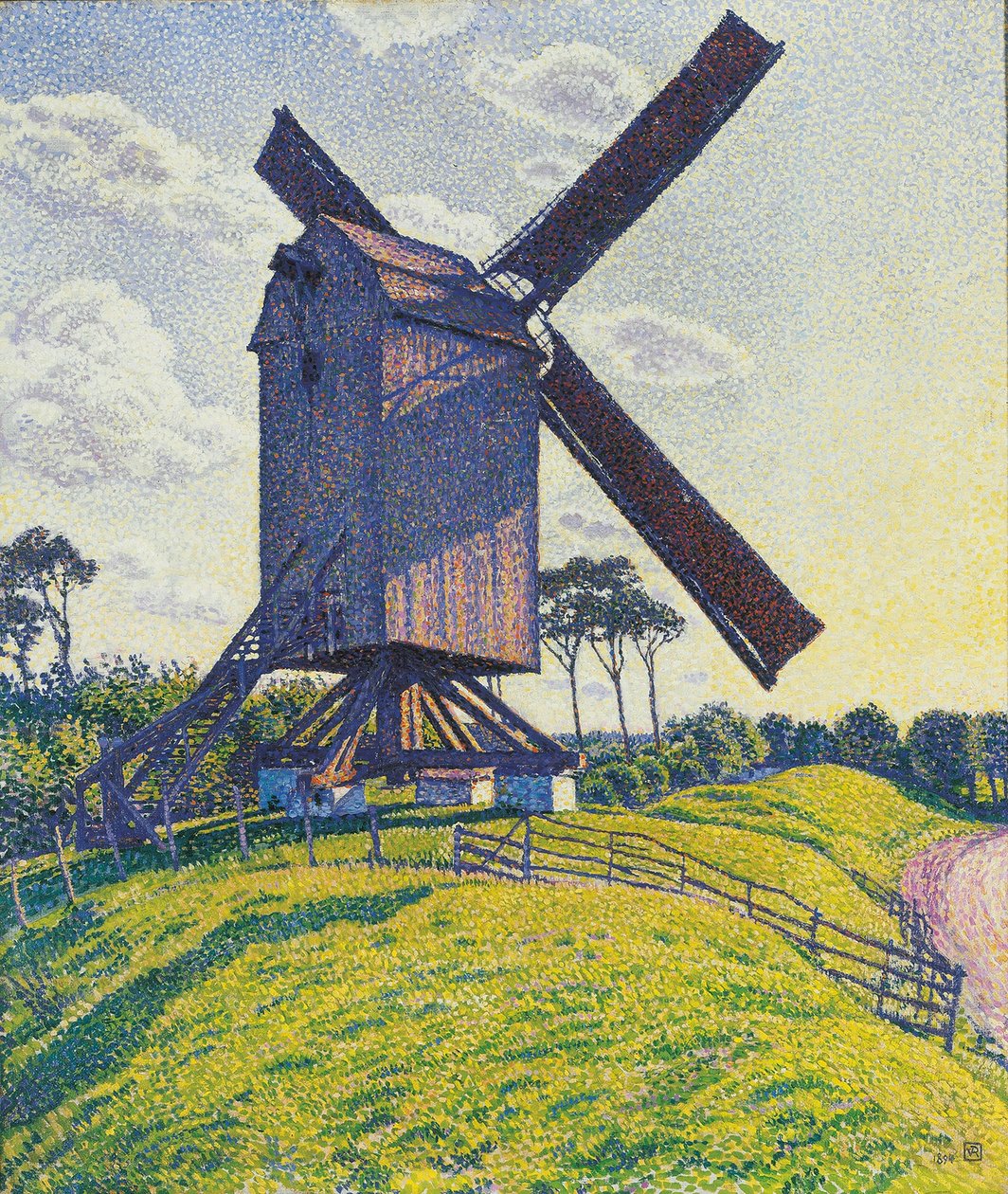Moulin a vent dans les Flandres - Kalfův mlýn v Knokke nebo Větrný mlýn ve Flandrech, od Rysselberghe, Theo van (1862-1926). Olej na plátně od Théo van Rysselberghe