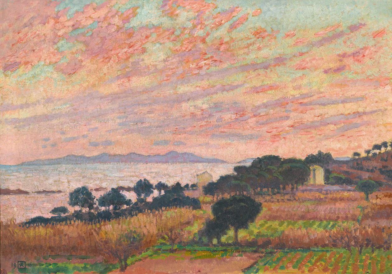 Zátoka při západu slunce Saint Clair, 1916. od Théo van Rysselberghe