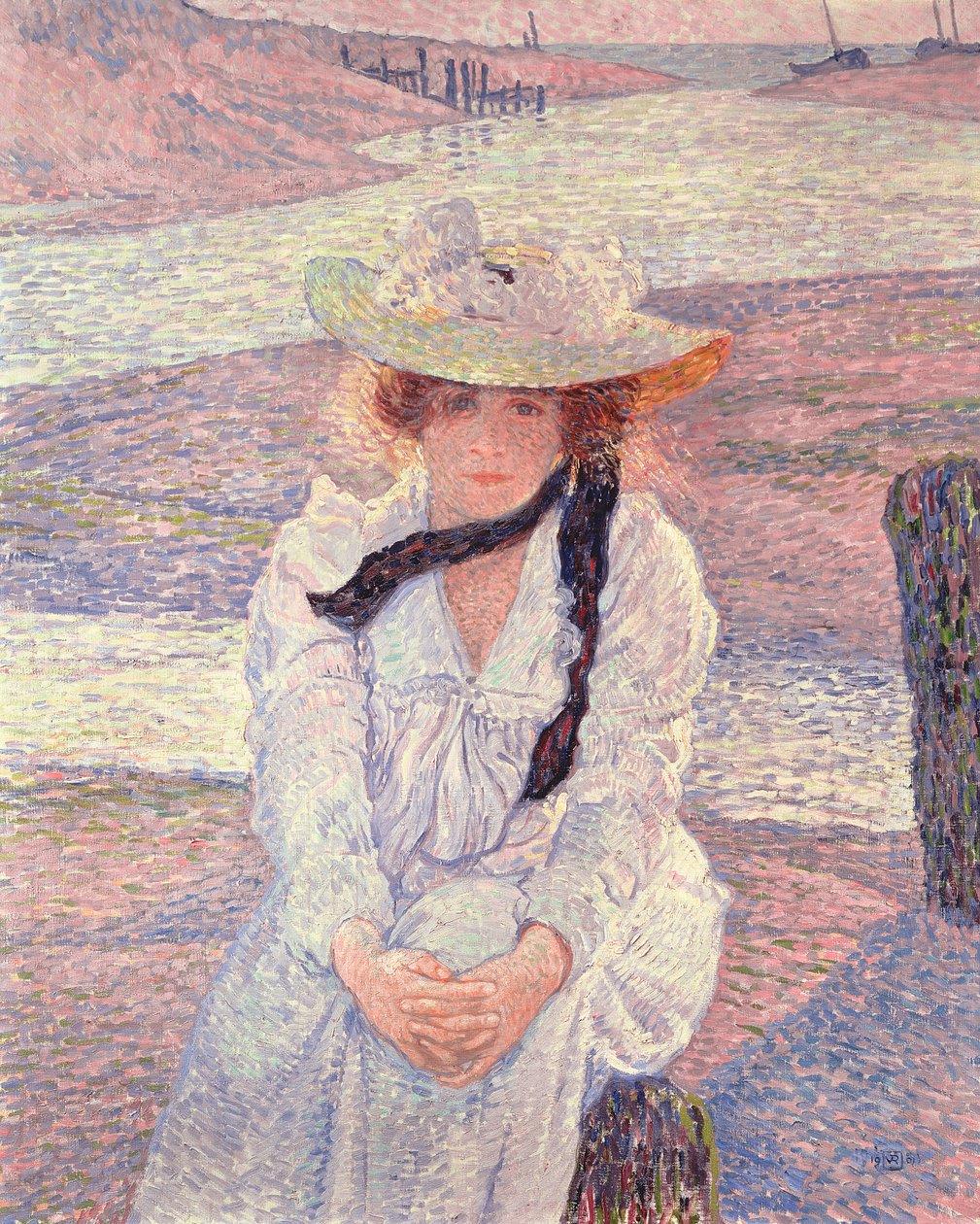 Mladá žena na břehu řeky Greve, 1901 od Théo van Rysselberghe