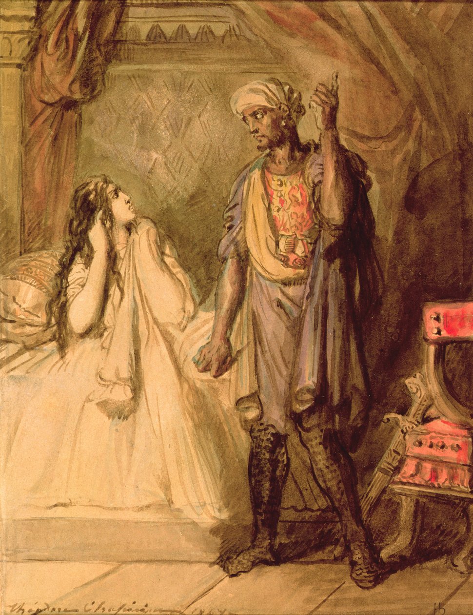 Desdemona a Othello, 1847 (kvaš) od Théodore Chassériau