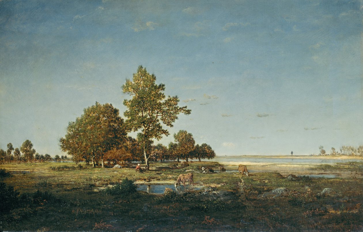 Krajina s trsem stromů od Pierre Etienne Theodore Rousseau