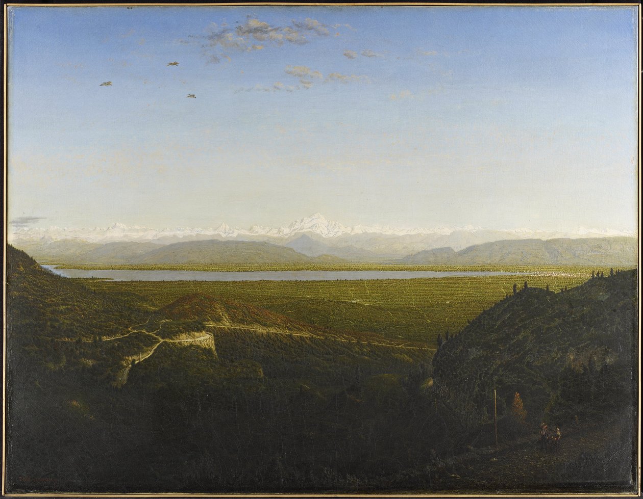 Pohled na Mont Blanc, vidět z La Faucille od Pierre Etienne Theodore Rousseau