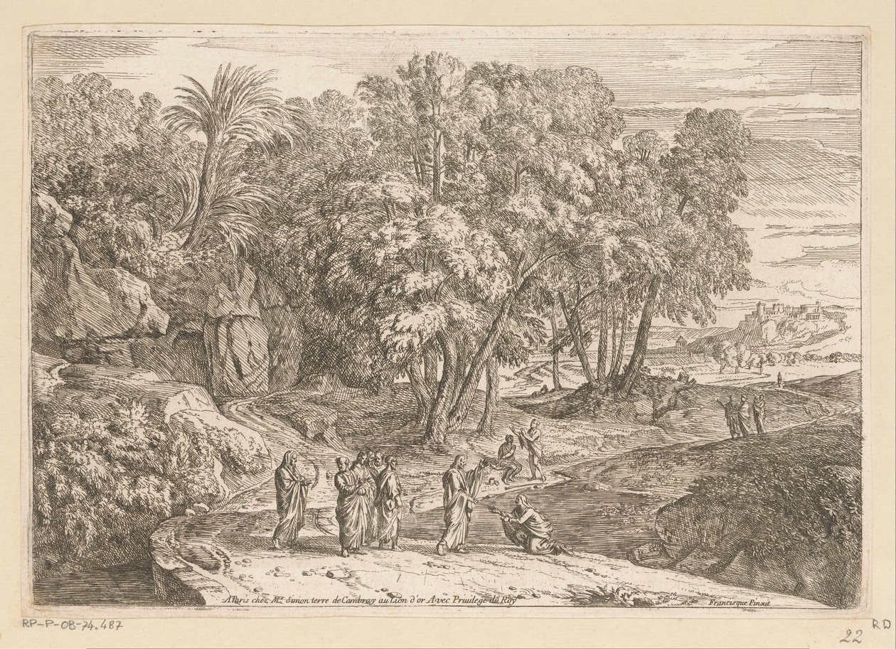Arkádská krajina s Kristem a kananejskou ženou Suite de Paysages (název série) od Théodore