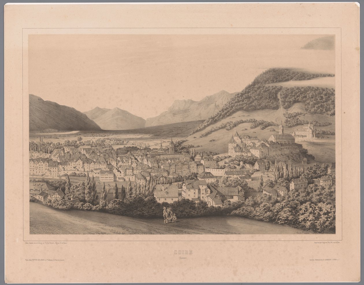 Pohled na Chur v Graubündenu Coire (Suisse) (název na objektu) od Théodore Achille Louis Dumoncel