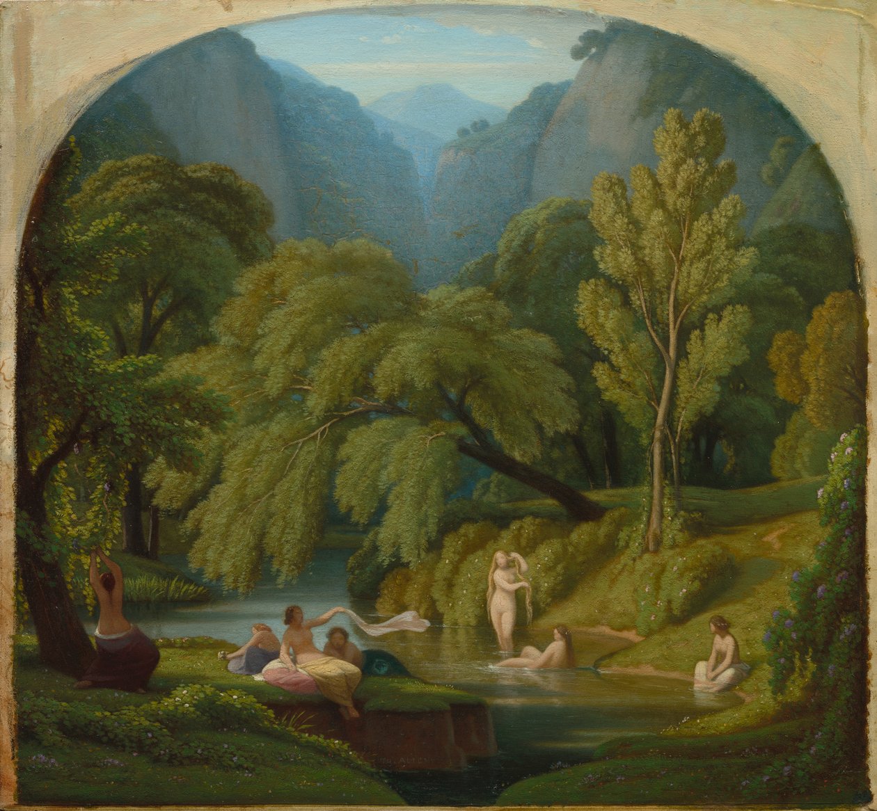 The Bathers, Suvenýr z břehů řeky Anio v Tivoli od Théodore Caruelle d