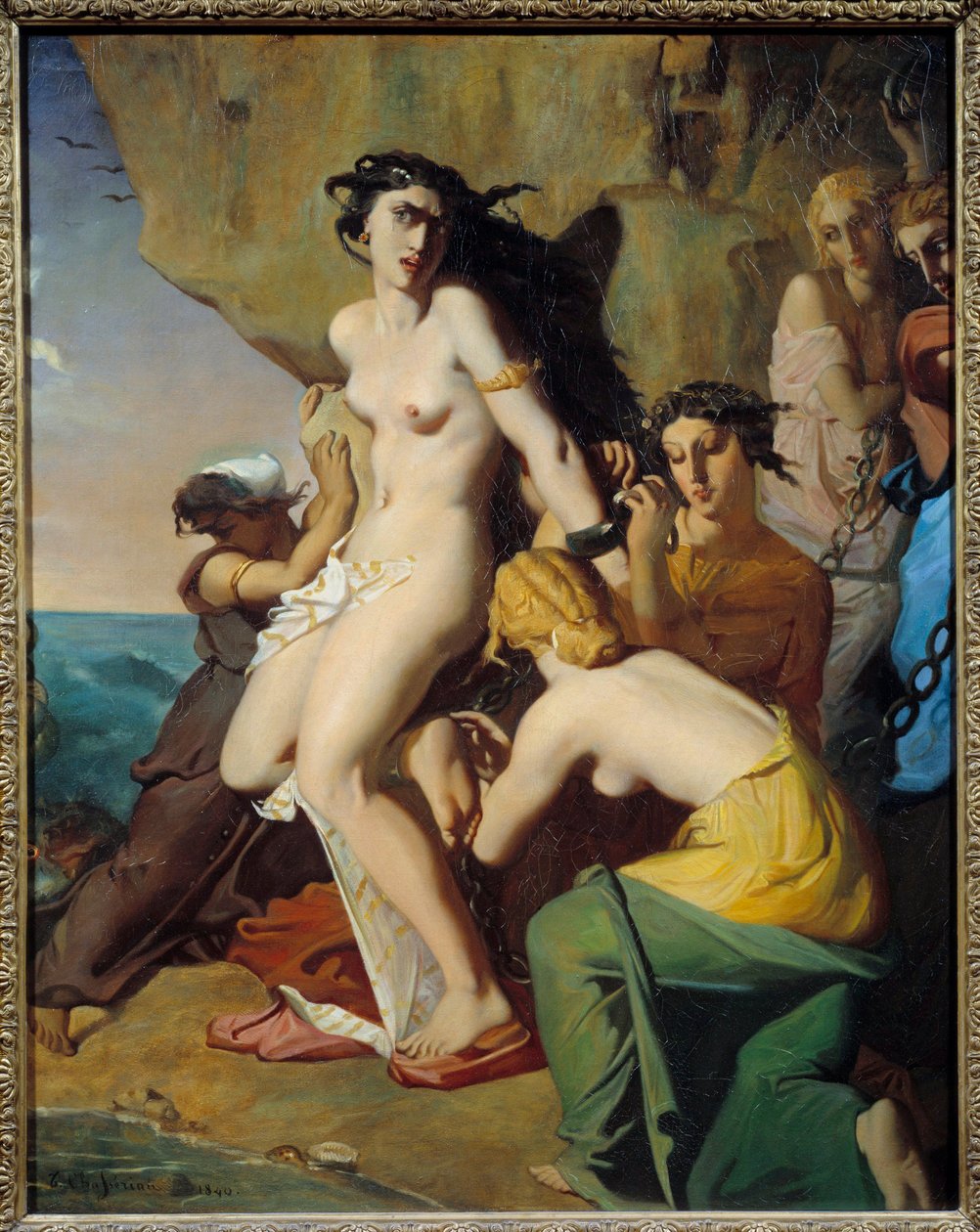 Andromede připojená ke skále Nereides, obraz Theodore Chasseriau (1819-1856) od Théodore Chassériau