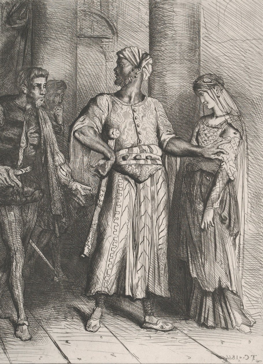 Upřímný Iago, svou Desdemonu ti musím nechat: deska 4 od Othella..., leptaná 1844, přetištěná 1900. od Théodore Chassériau