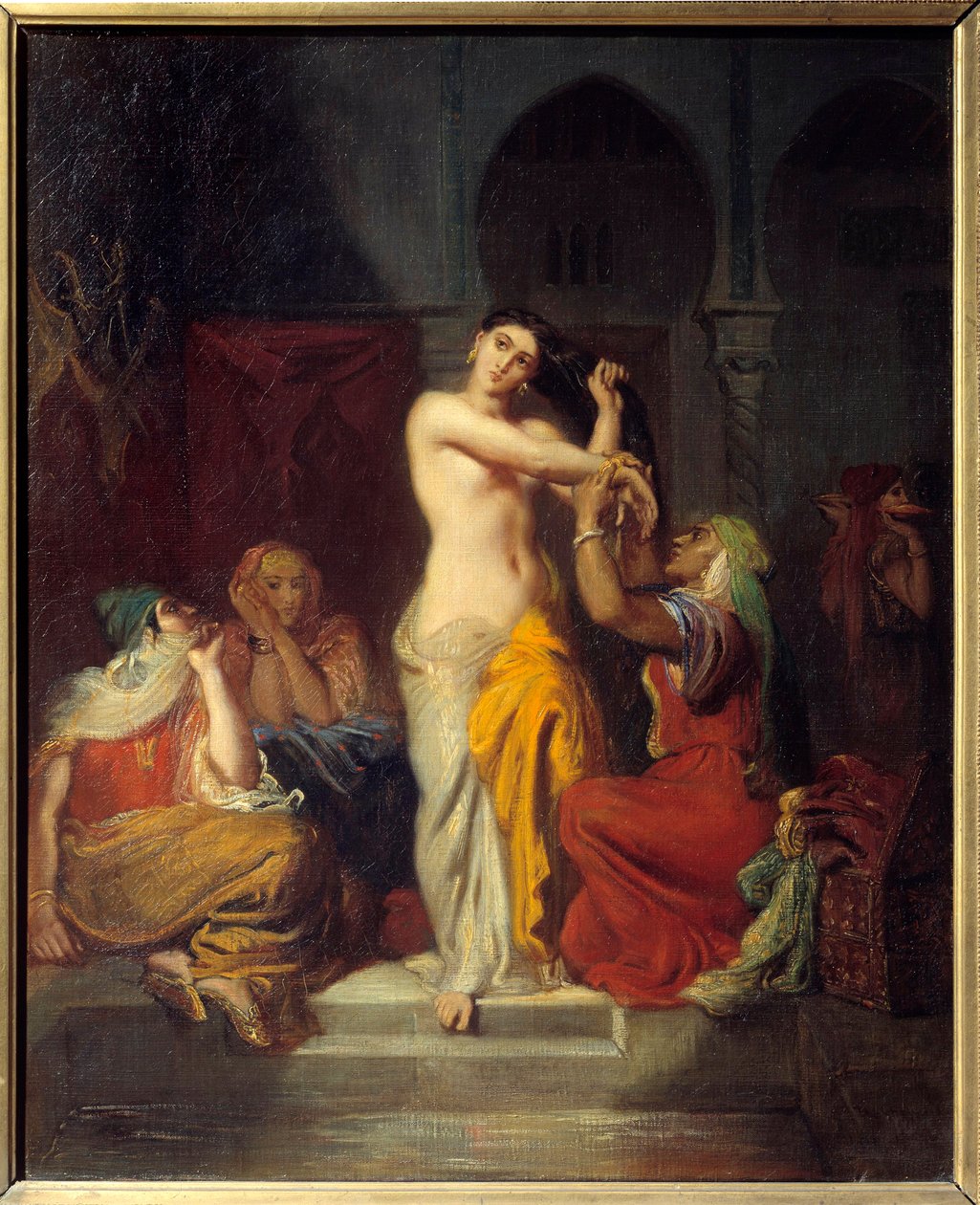 Maurská žena opouštějící vanu Obraz Theodora Chasseriau (1819-1856) 1854 Štrasburk, Musee des Beaux Arts od Théodore Chassériau