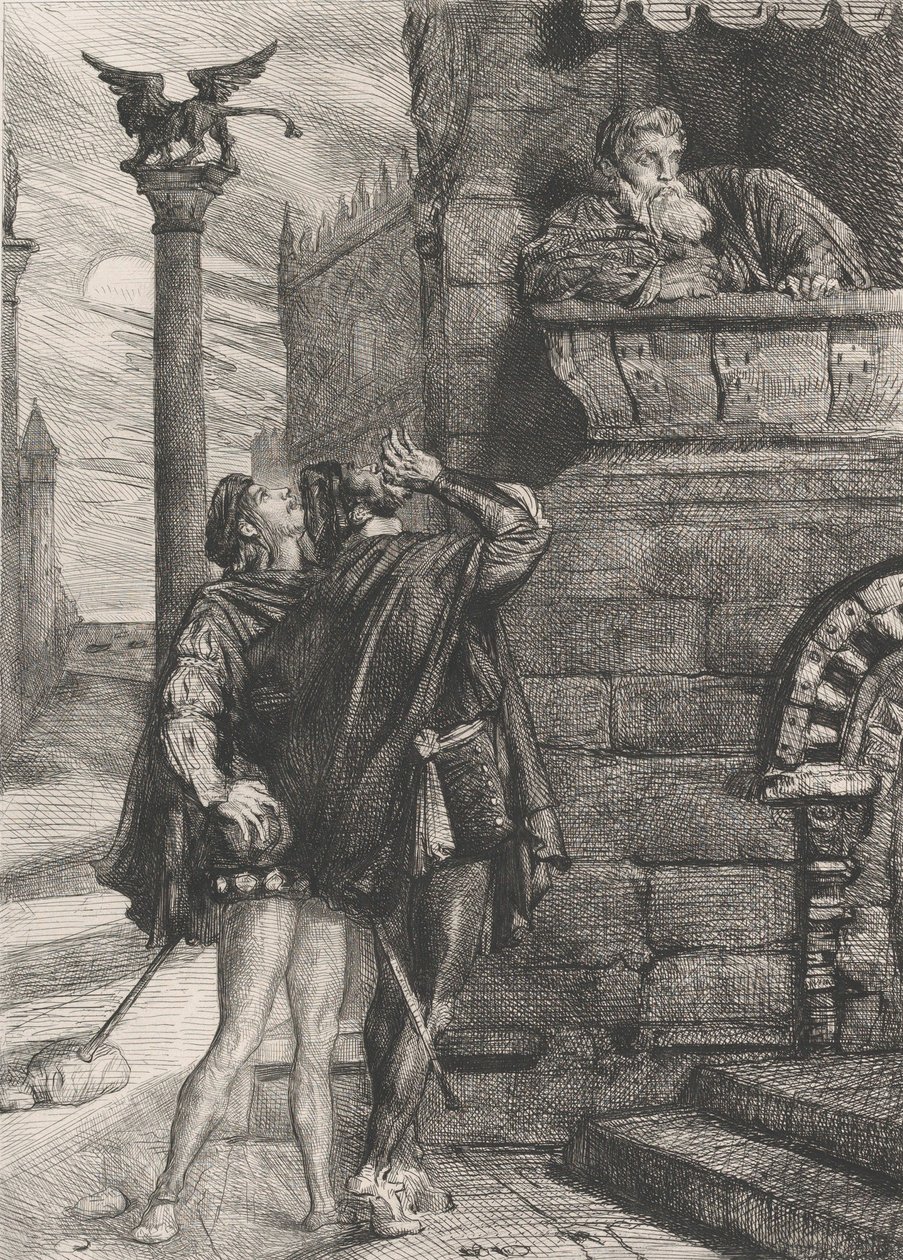 Probuďte se! co ho! Brabantio! zloději! zloději!: deska 1 z Othello Act 1, scéna 1, 1844. od Théodore Chassériau