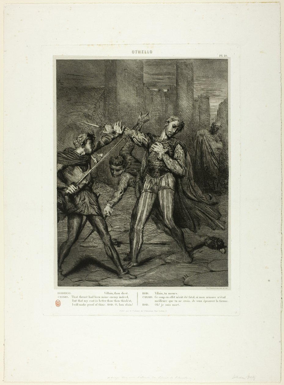 Villain, Thou Diest, talíř deset od Othella od Théodore Chassériau
