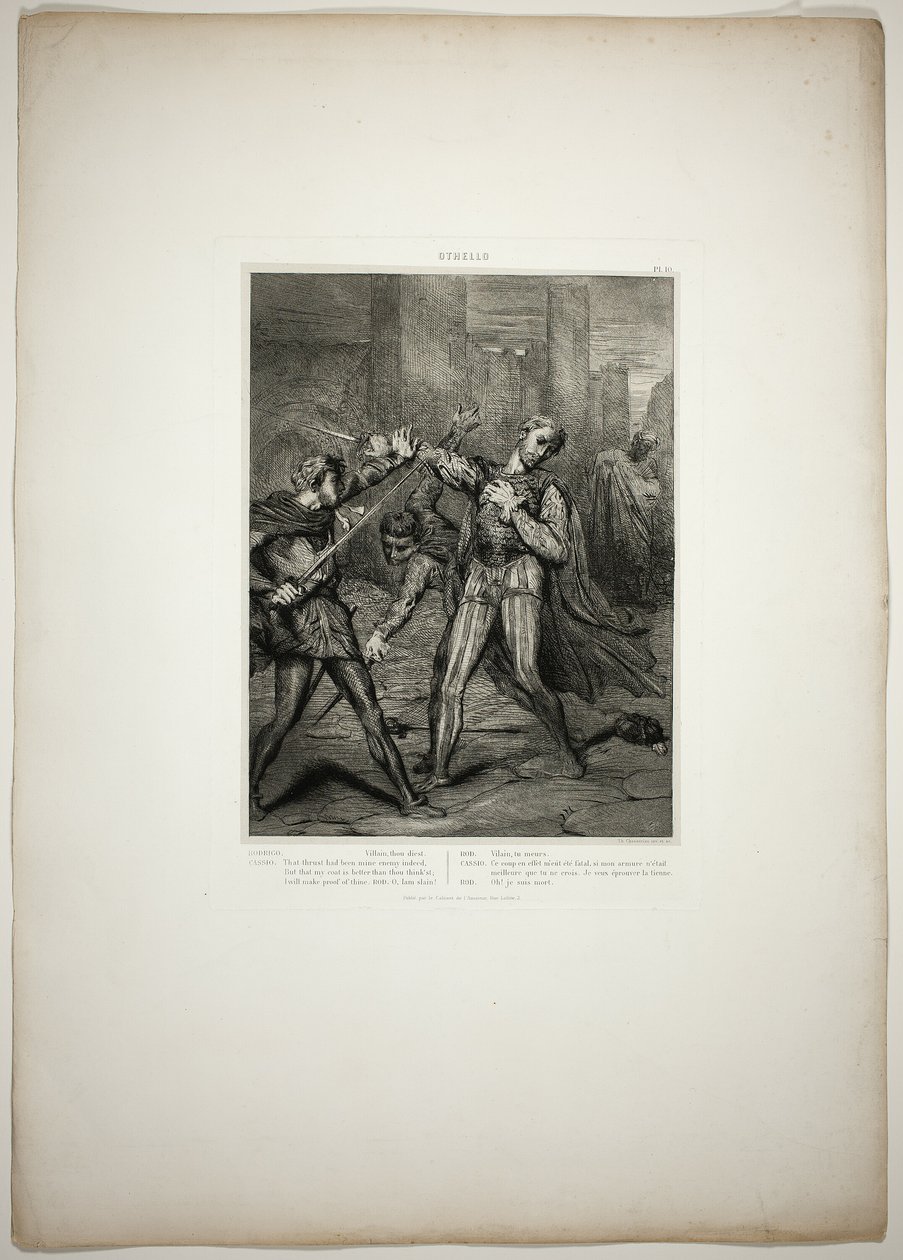 Villain, Thou Diest, deska deset z Othella od Théodore Chassériau