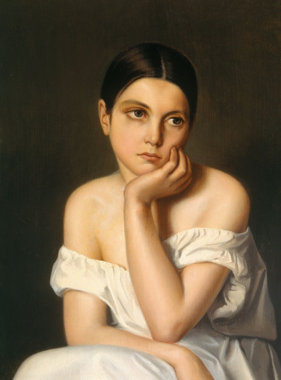 Mladá dívka (Melancholie), asi 1833-35 (olej na kartonu) od Théodore Chassériau