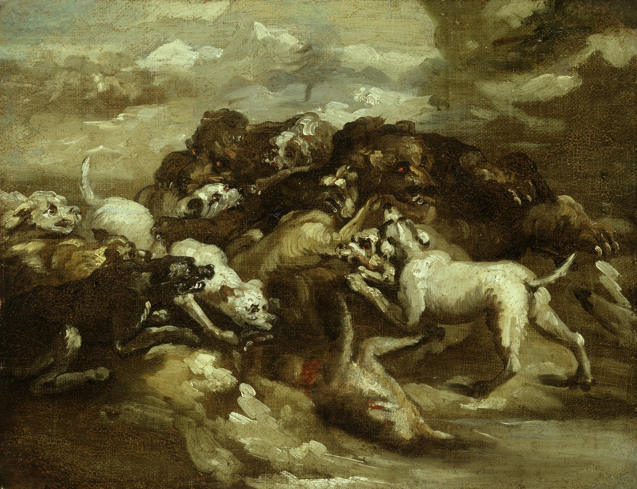 Němčina: Psi bojující s medvědy od Theodore Gericault