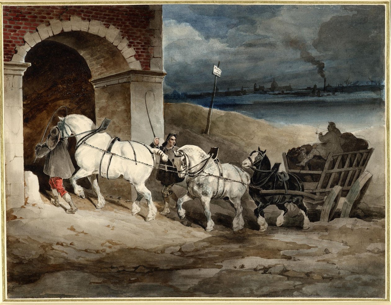 Géricault - Vůz s uhlím neboli Le Chariot, Route de Londres, asi 1821, 1968,0210.28 od Theodore Gericault