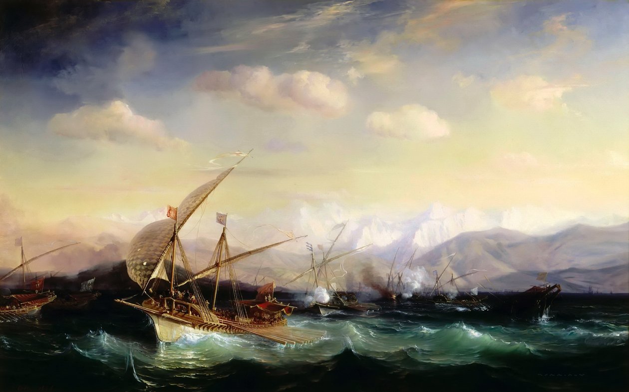 Andrea Doria rozehnal španělskou flotilu před ústím Var v roce 1524 od Jean Antoine Theodore Gudin