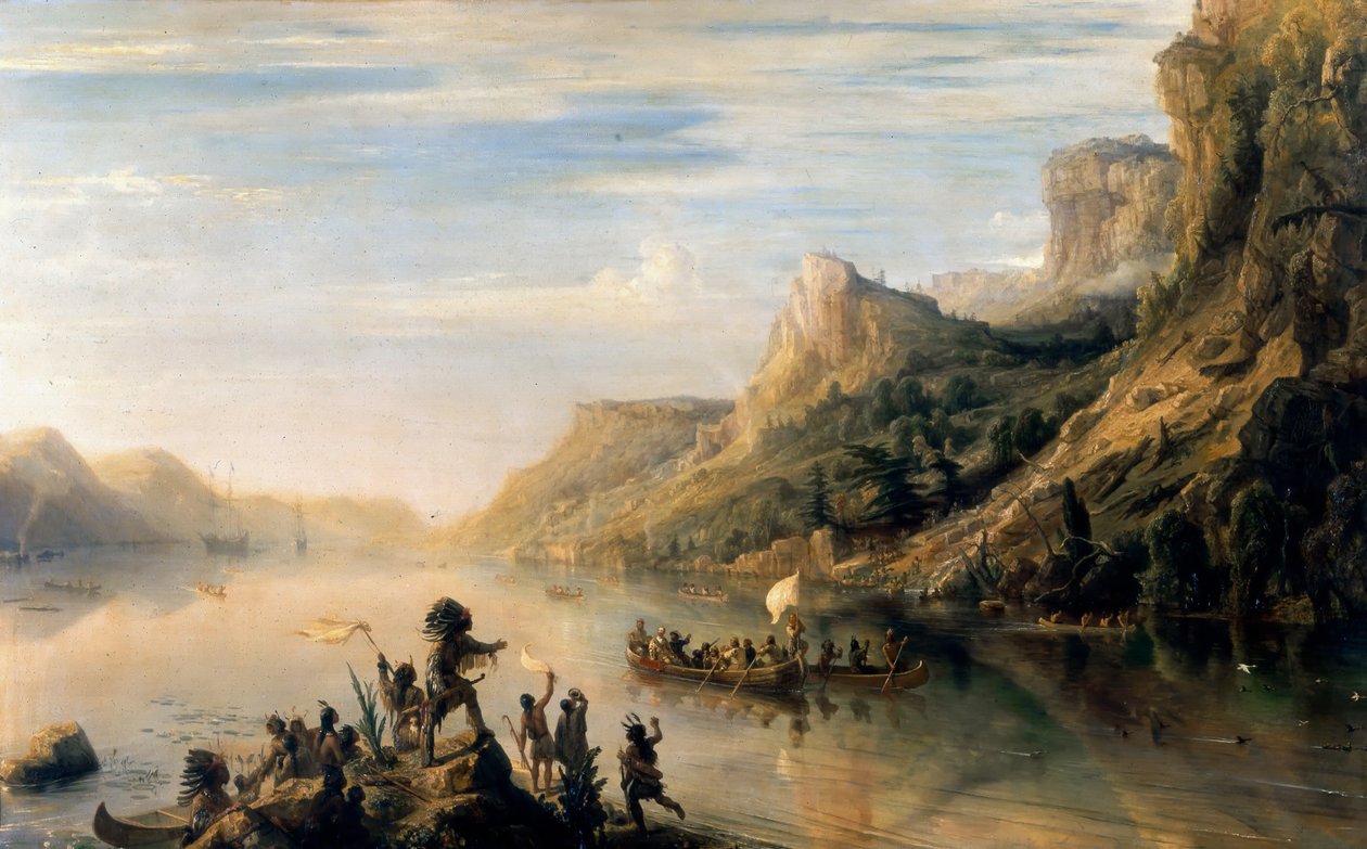 Jacques Cartier objevil řeku Saint Lawrence v roce 1535 od Jean Antoine Theodore Gudin