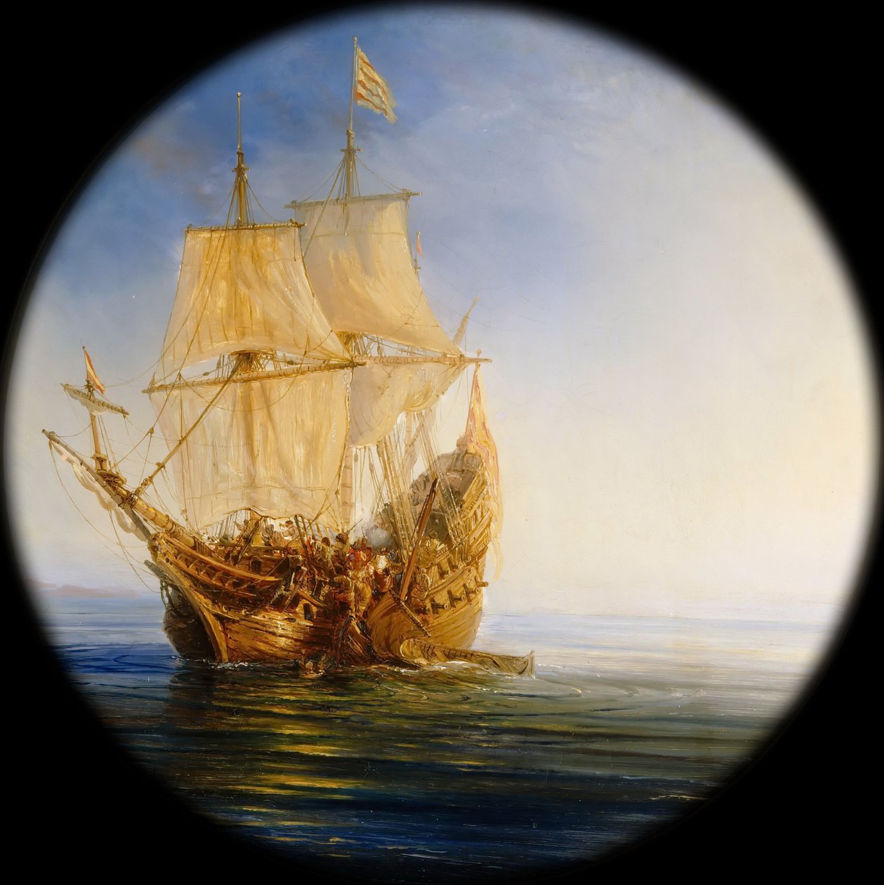Španělská galeona dobytá pirátem Pierre le Grand poblíž pobřeží Hispaniola v roce 1643 od Jean Antoine Theodore Gudin