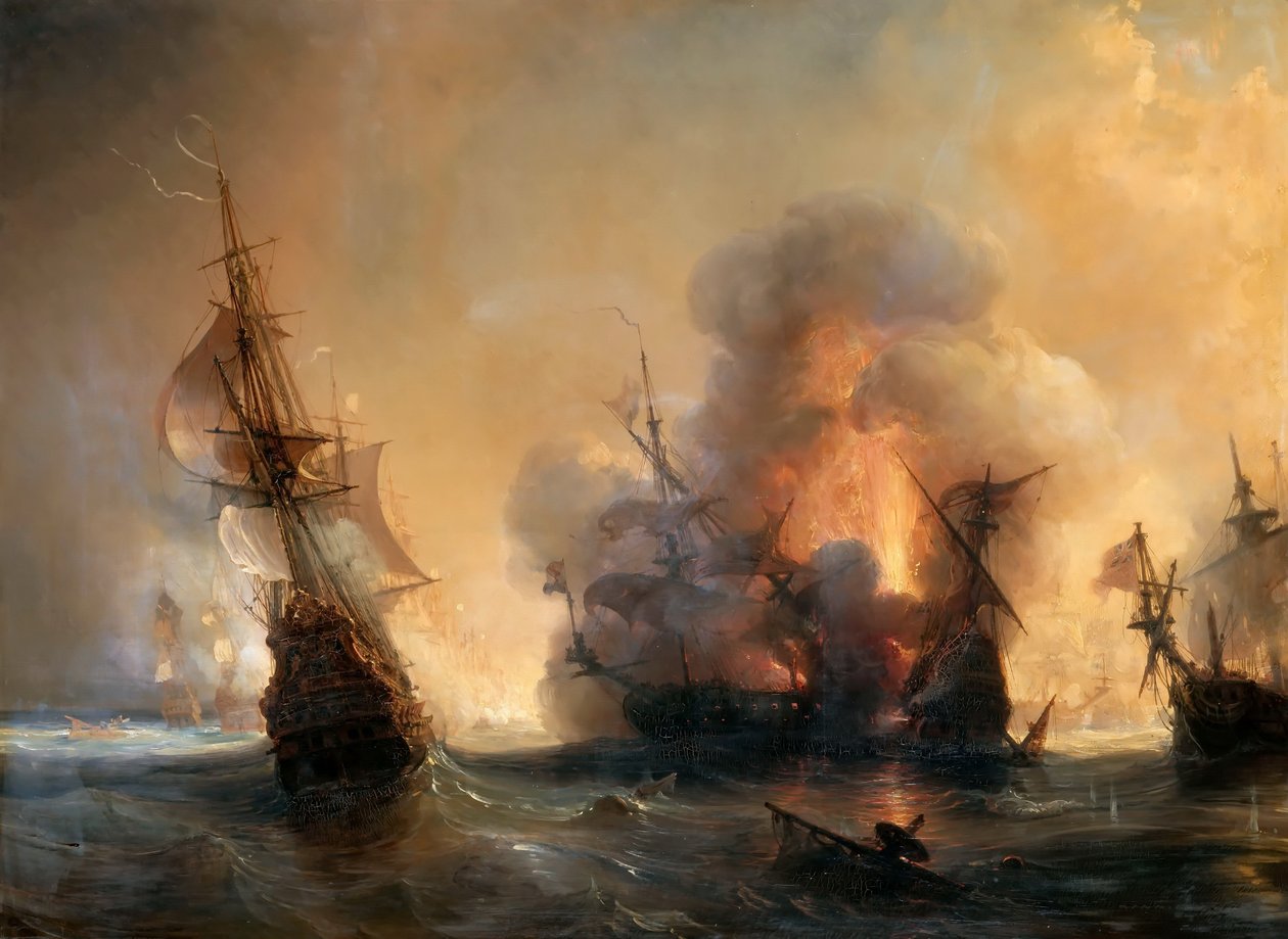 Námořní bitva u Lagosu dne 27. června 1693 od Jean Antoine Theodore Gudin