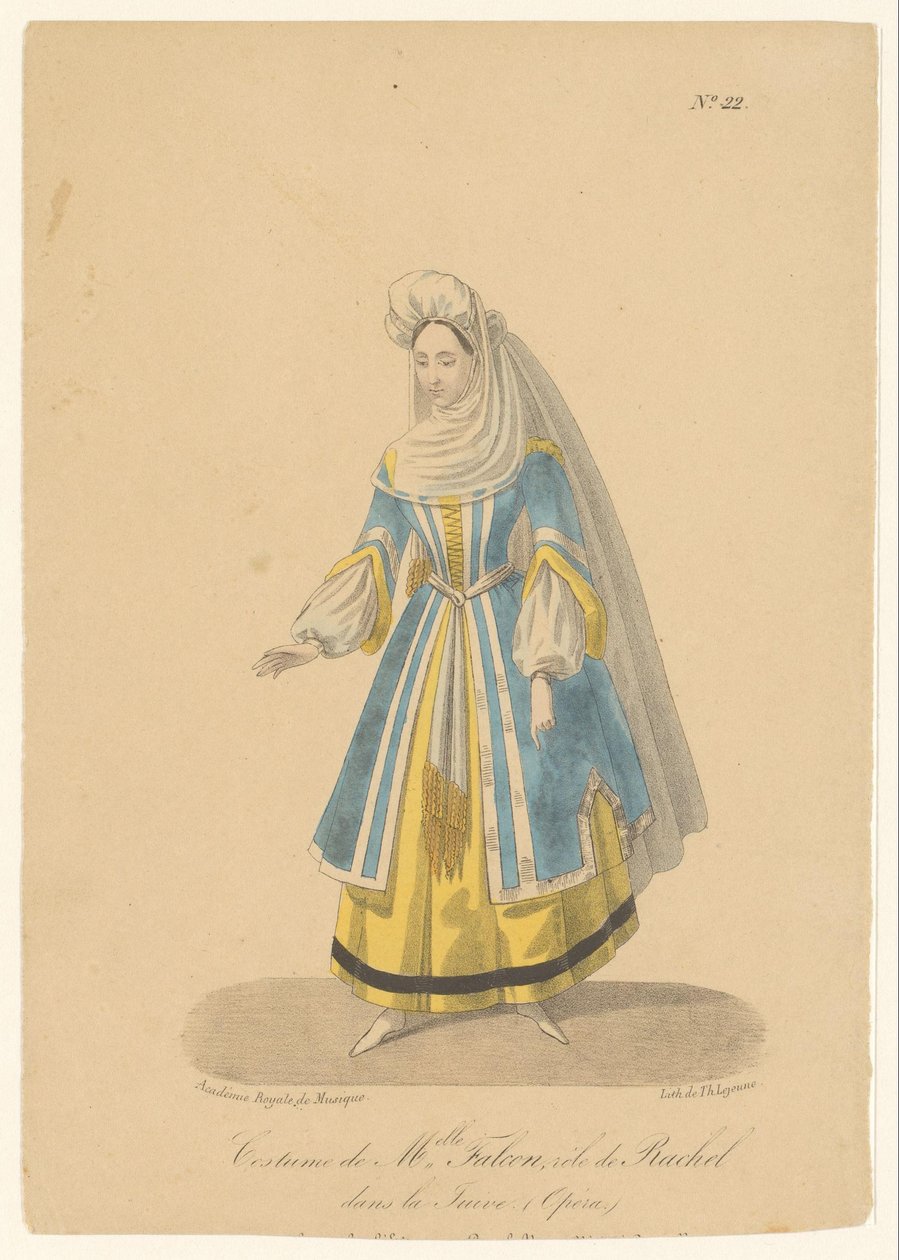 Cornélie Falcon v roli van Rachel v opeře La Juive Kostým slečny. Falcon, role Rachel v La Juive (Opèra) (název na objektu) Herci, herečky v operezangers in hun rol (název seriálu) od Théodore Lejeune