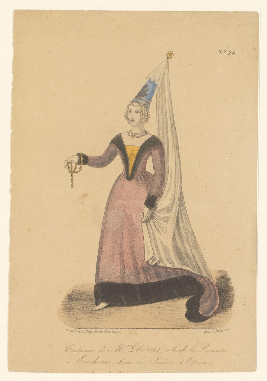 Julie Dorus-Gras v roli van prinese Eudoxie v opeře La Juive Kostým paní Dorus, role princezny Eudoxie, v La Juive (Opéra) (název na objektu) Herci, herečky v operezangers in hun rol (název seriálu) od Théodore Lejeune