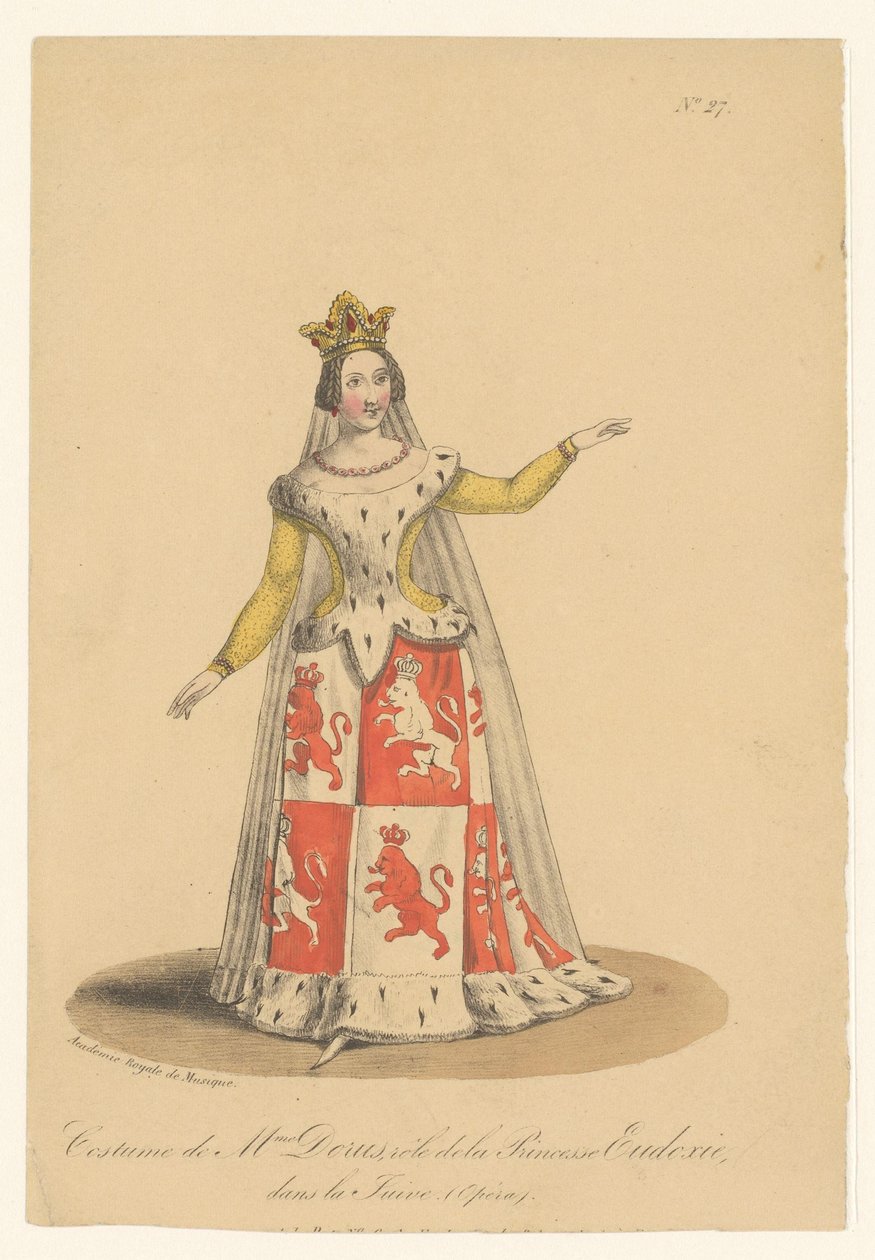 Julie Dorus-Gras v roli van prinese Eudoxie v opeře La Juive Kostým paní Dorus, role princezny Eudoxie, v La Juive (Opéra) (název na objektu) Herci, herečky v operezangers in hun rol (název seriálu) od Théodore Lejeune