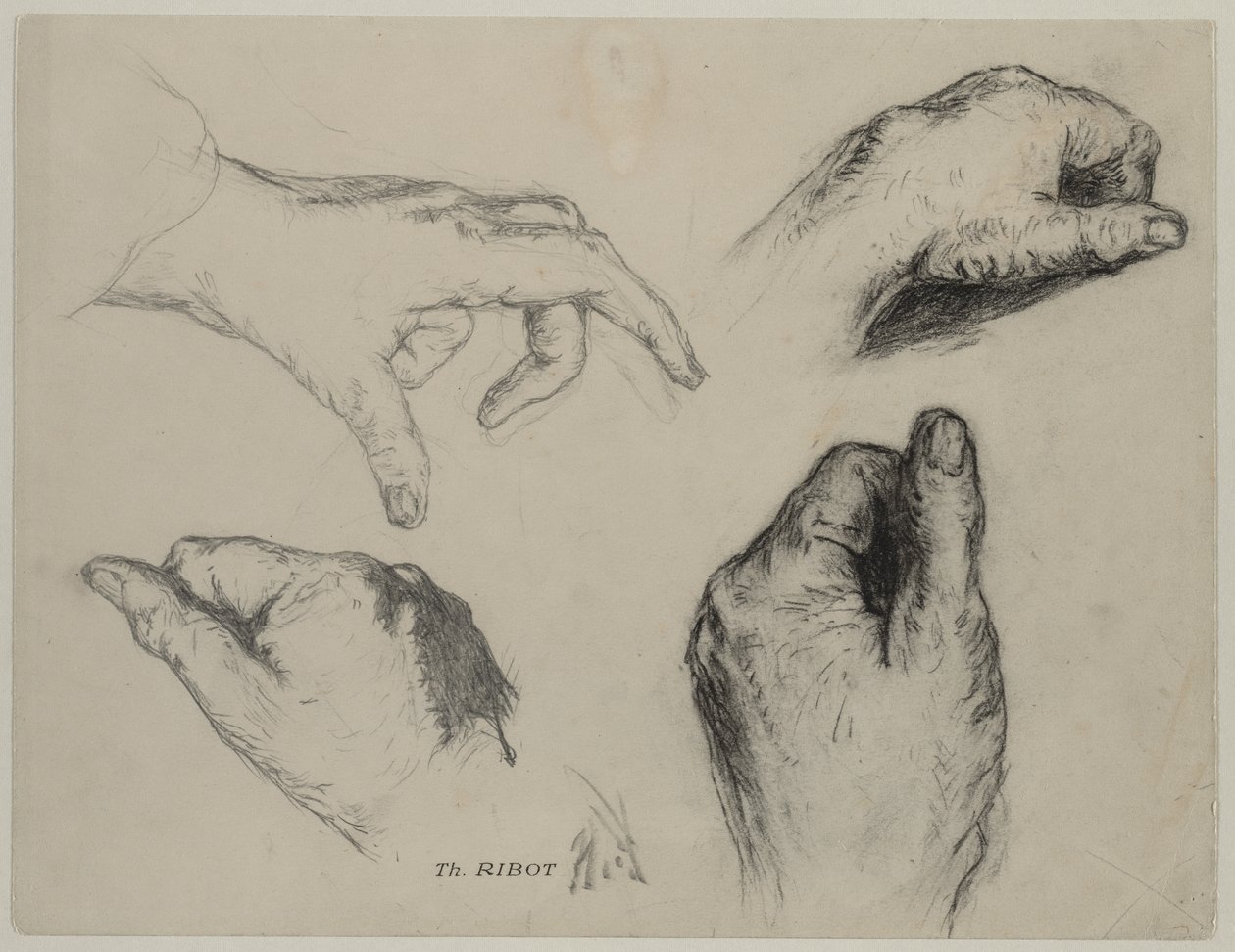Studie rukou recto, 19. století. od Auguste Theodule Ribot