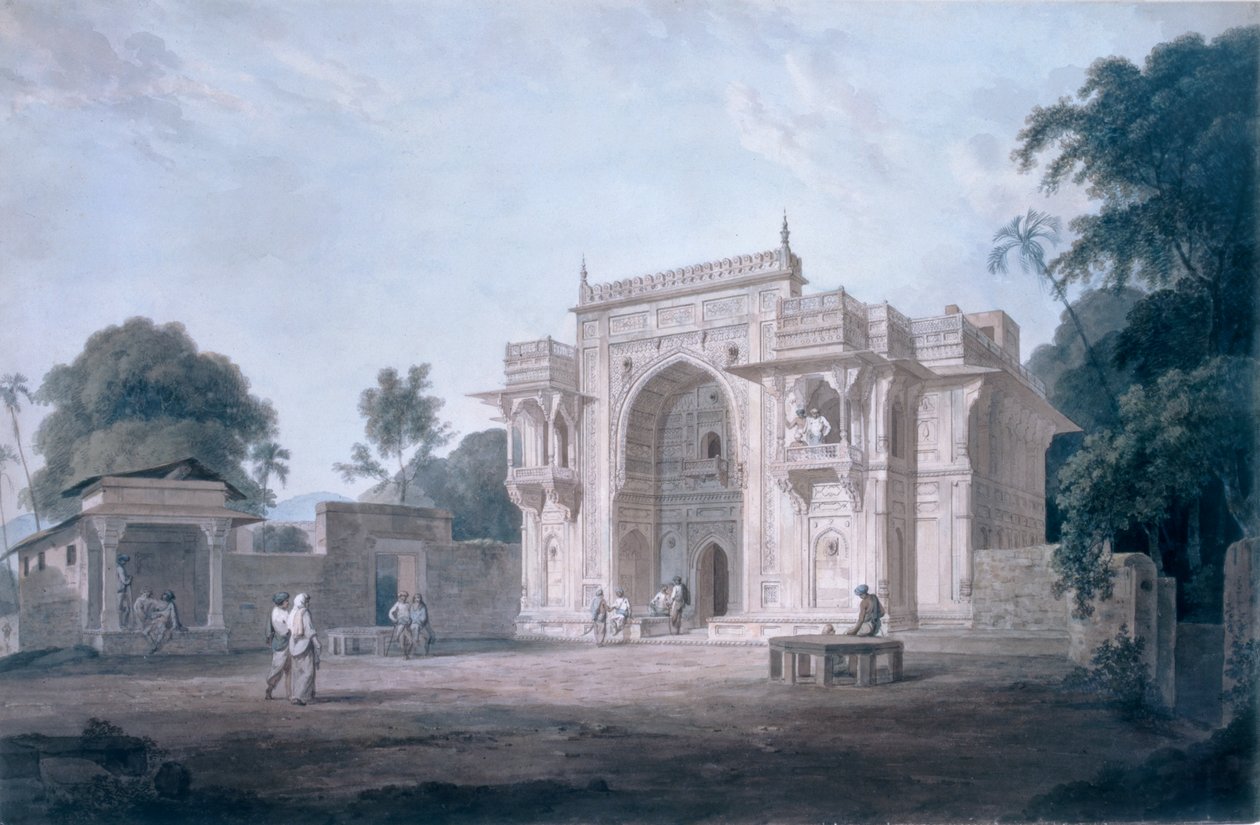 Brána vedoucí k mešitě, Chunargarh, Uttar Pradesh (barevná akvatinta) od Thomas und William Daniell