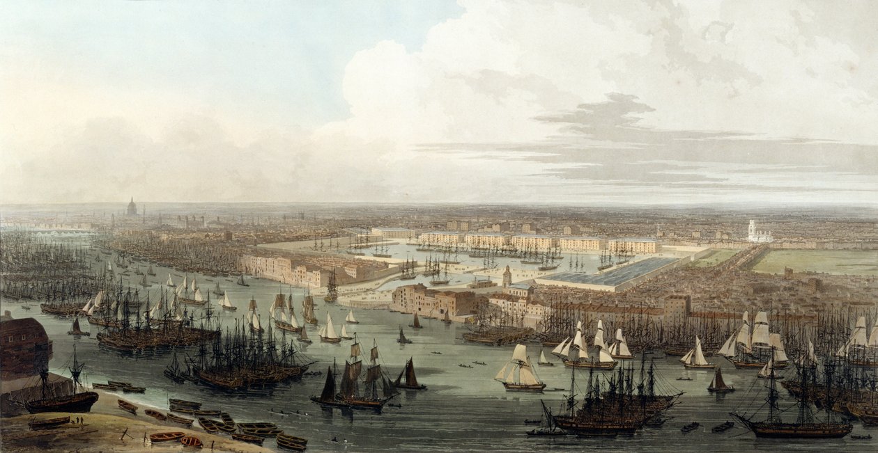 Wapping, Elevated View of the Dock, 1803 od Thomas und William Daniell