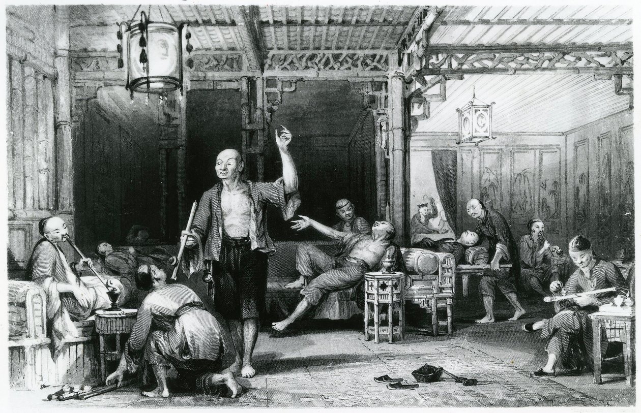 Čínští kuřáci opia, 1843 od Thomas Allom