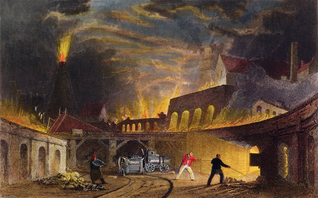Lymington Iron Works na Tyne, 1835 od Thomas Allom