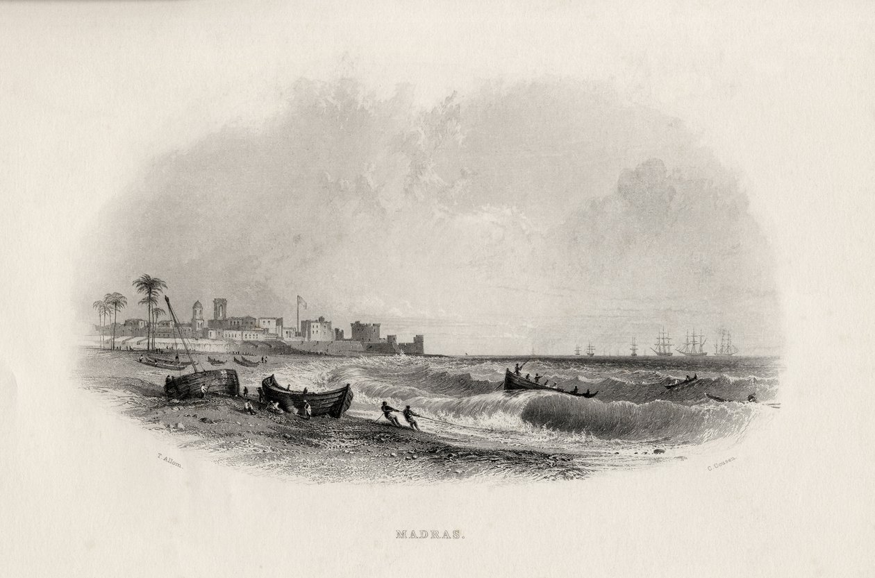 Madras, Indie, vyryl Charles Cousen (1815-89) od Thomas Allom